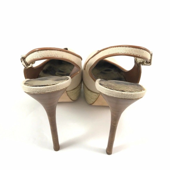 Sam Edelman Novato Slingback Heel Pumps Canvas Sand Jute Wrapped Women Size 6.5M - Picture 5 of 10